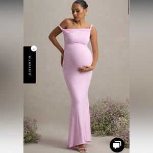 Club London LITA PINK TWISTED ASYMMETRIC MATERNITY MAXI DRESS